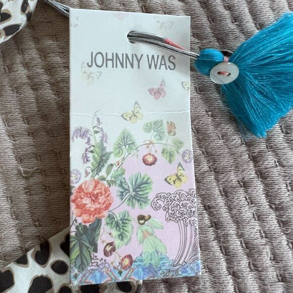 Johnny Was BLUE Leopard Wrap One Piece Swimsuit Large Floral $198 NEW Beach - Picture 8 of 13